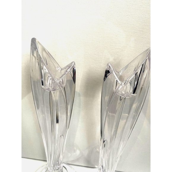 WATERFORD MARQUIS CRYSTAL PALMA CANDLESTICKS SCULPTED LEAVES MADE IN AUSTRIA - Picture 4 of 7
